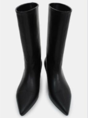 Source Unknown Mid-Calf Kitten Heel Boots